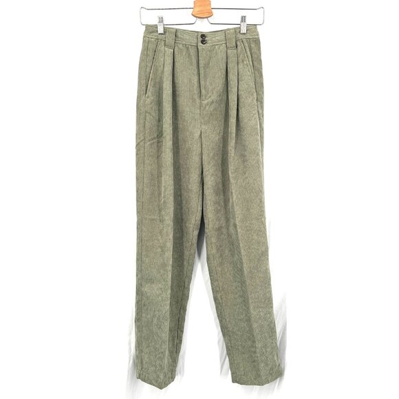 Madewell Curvy Corduroy High Rise waist Tapered Pant olive green boho neutral 00 - Picture 2 of 15